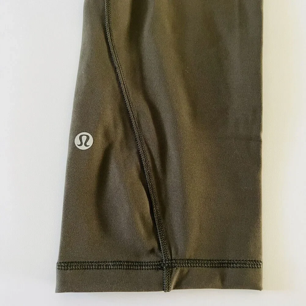 LULULEMON ATHLETICA Dark Olive Run On Crop Leggings - US 6